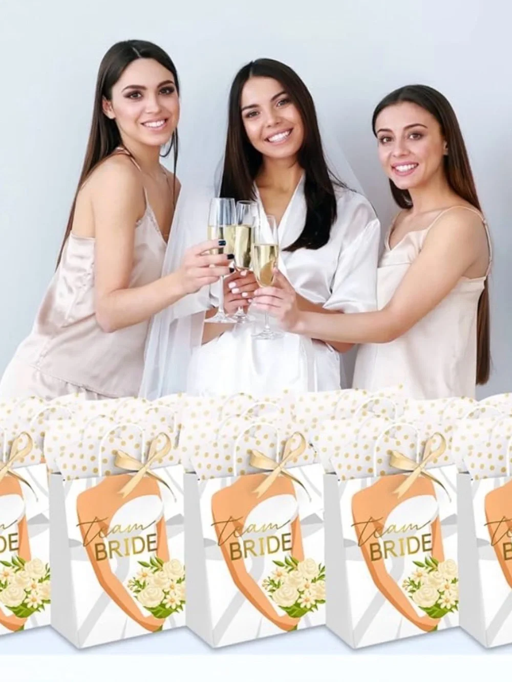 Team Bride and Team Groom Party Favor Gift Bags - Gold & Black